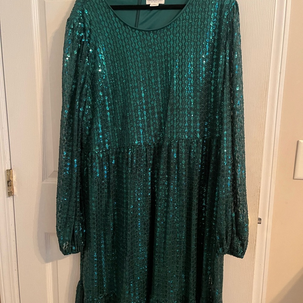 Chic Soul Teal Long Sleeve Dress